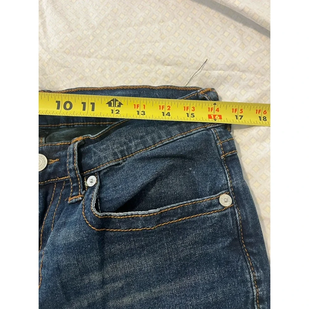 True Religion Jeans Mens 32x31 Blue Straight Flap Denim Western Stretch